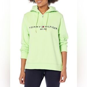 NEW Tommy Hilfiger Women's Deep Sea Lime Logo Zip Hoodie Size XS